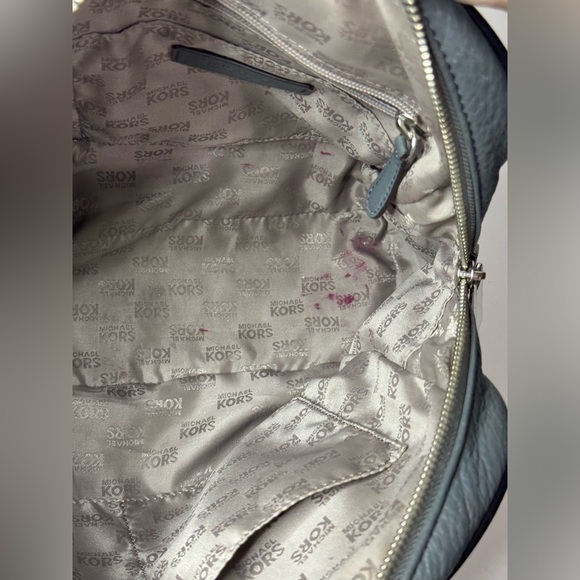 Michael Kors Smoke Gray Leather Convertible Dome Satchel Purse Bag - Picture 12 of 13